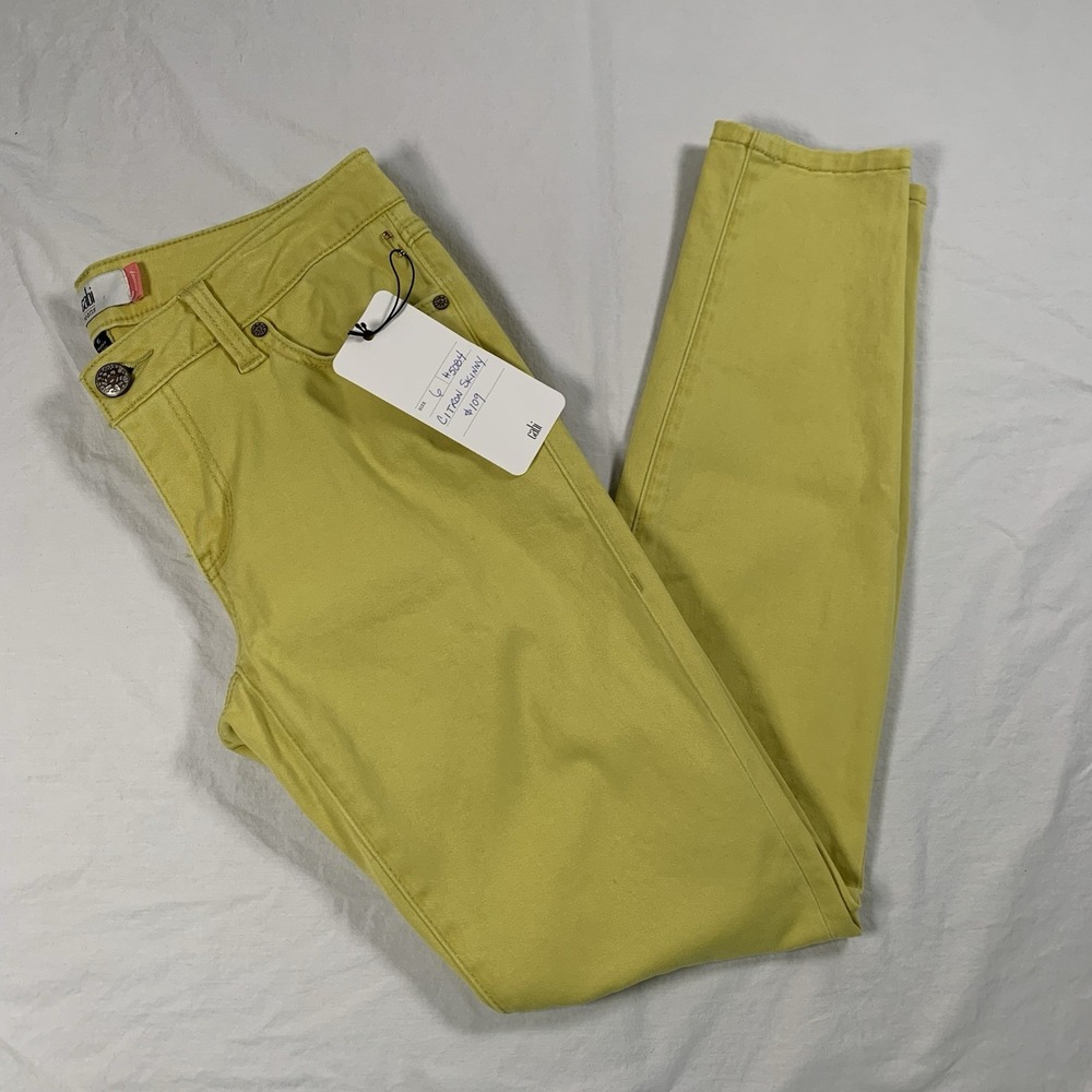 NWT Cabi 5084 Women's Skinny Jeans Size 6 Citron‎ Yellow Denim Stretch MSRP $109